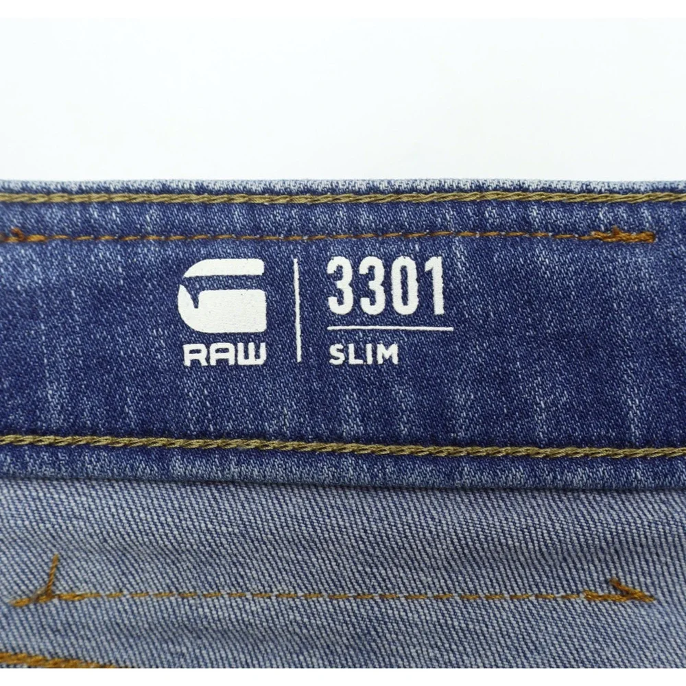G-Star Raw 3301 Skinny Stretch Men's Jeans Sz W31 L32 Distressed Button Fly